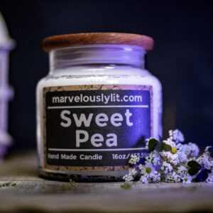 SweetPeaScentedCandleMarvelouslyLit